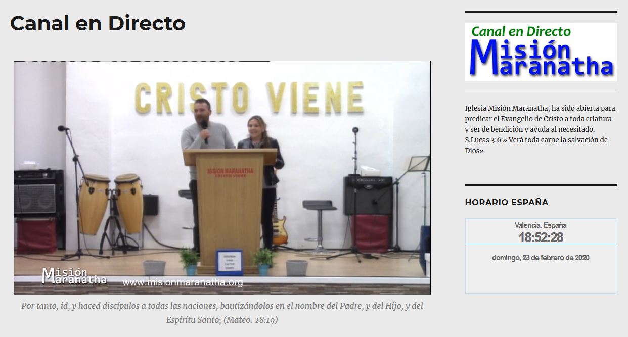 Culto Dominical 23-02-2020 – Misión Maranatha – Paiporta – Valencia – España
