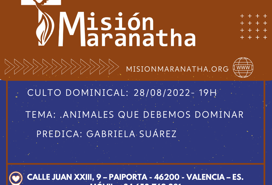 Domingo, 28 de Agosto a las 19h en directo desde www.misionmaranatha.org/canaldirecto/