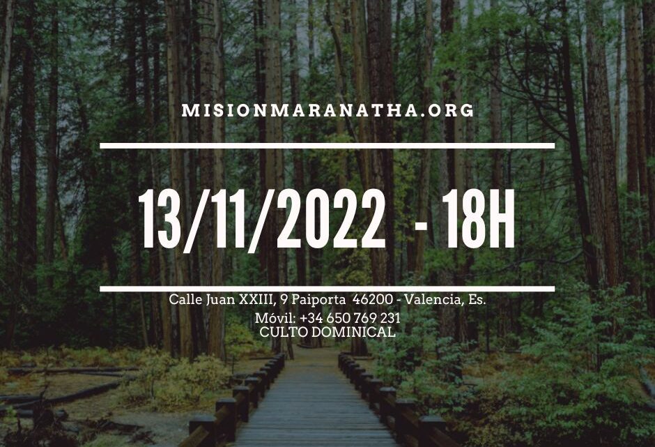 Domingo, 13 de Noviembre a las 18h en directo desde www.misionmaranatha.org/canaldirecto/
