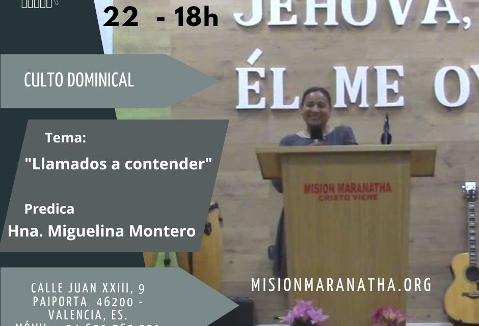 Domingo, 20 de Noviembre a las 18h en directo desde www.misionmaranatha.org/canaldirecto/